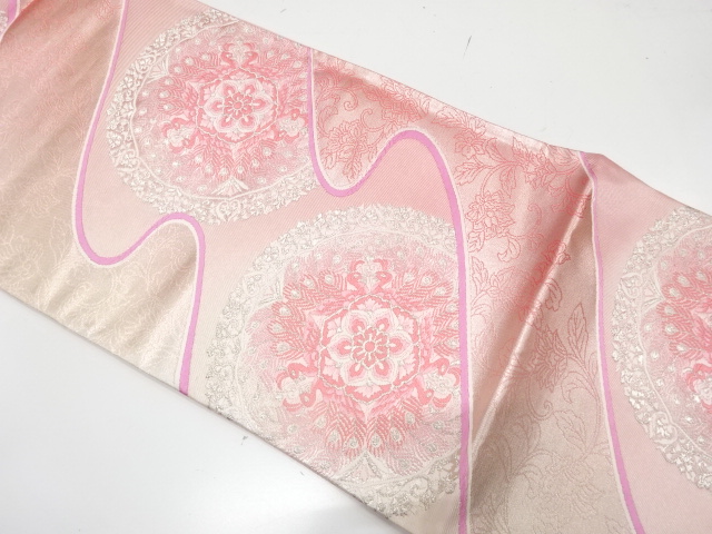 未使用品　流水に唐花模様織り出し袋帯(未仕立て)